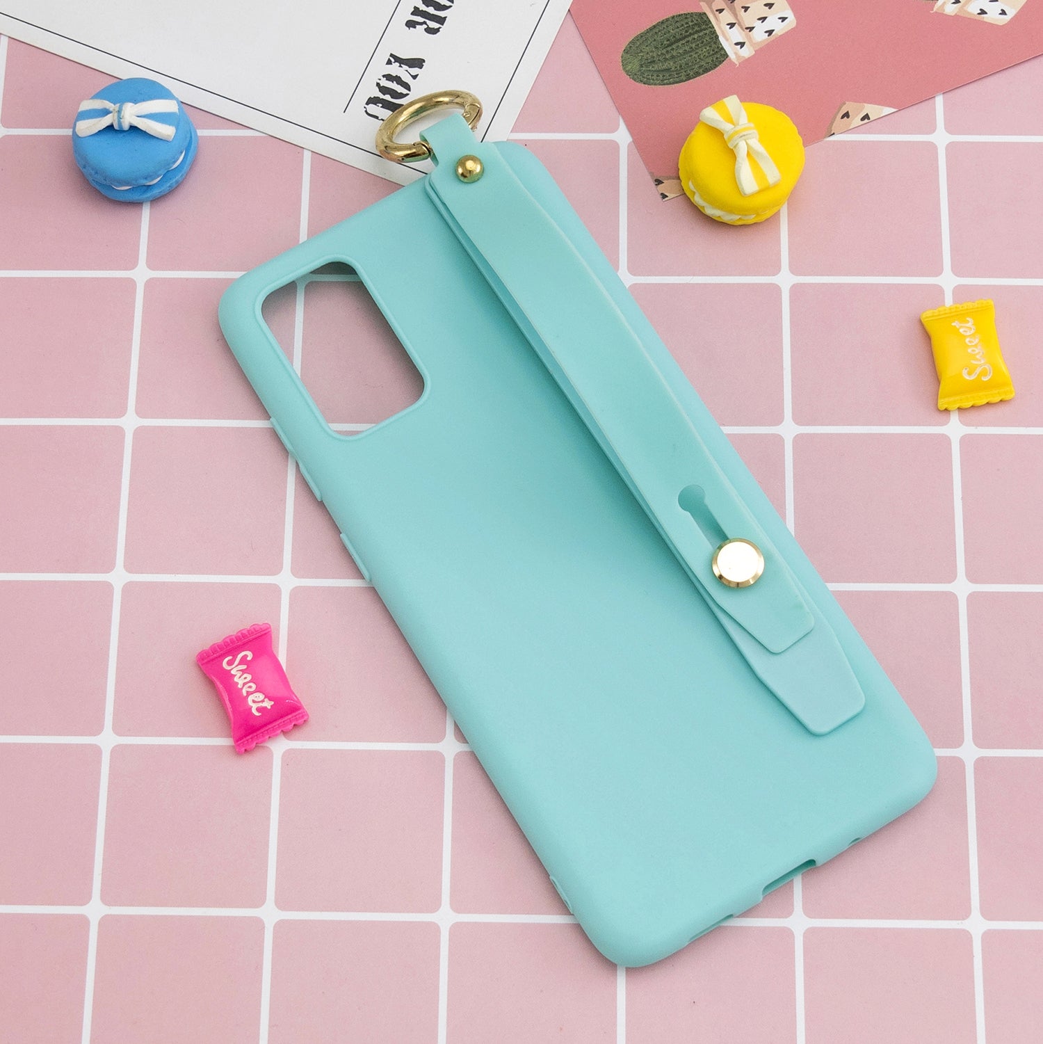 TPU Cell Phone Back Case with Wrist Strap Kickstand for Samsung Galaxy S20 Plus / S20 Plus 5G - Baby Blue TPU Cell Phone Back Case with Wrist Strap Kickstand for Samsung Galaxy S20 Plus / S20 Plus 5G - Baby Blue